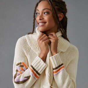 RARE Anthropologie Maeve Duffle Western Lucky Horseshoe Equestrian Cardigan XXS